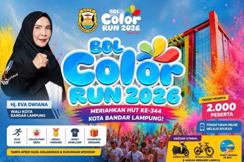 Bandarlampung Colour Run 2026 untuk masyarakat luas.(Ilustrasi: Notis.co.id)