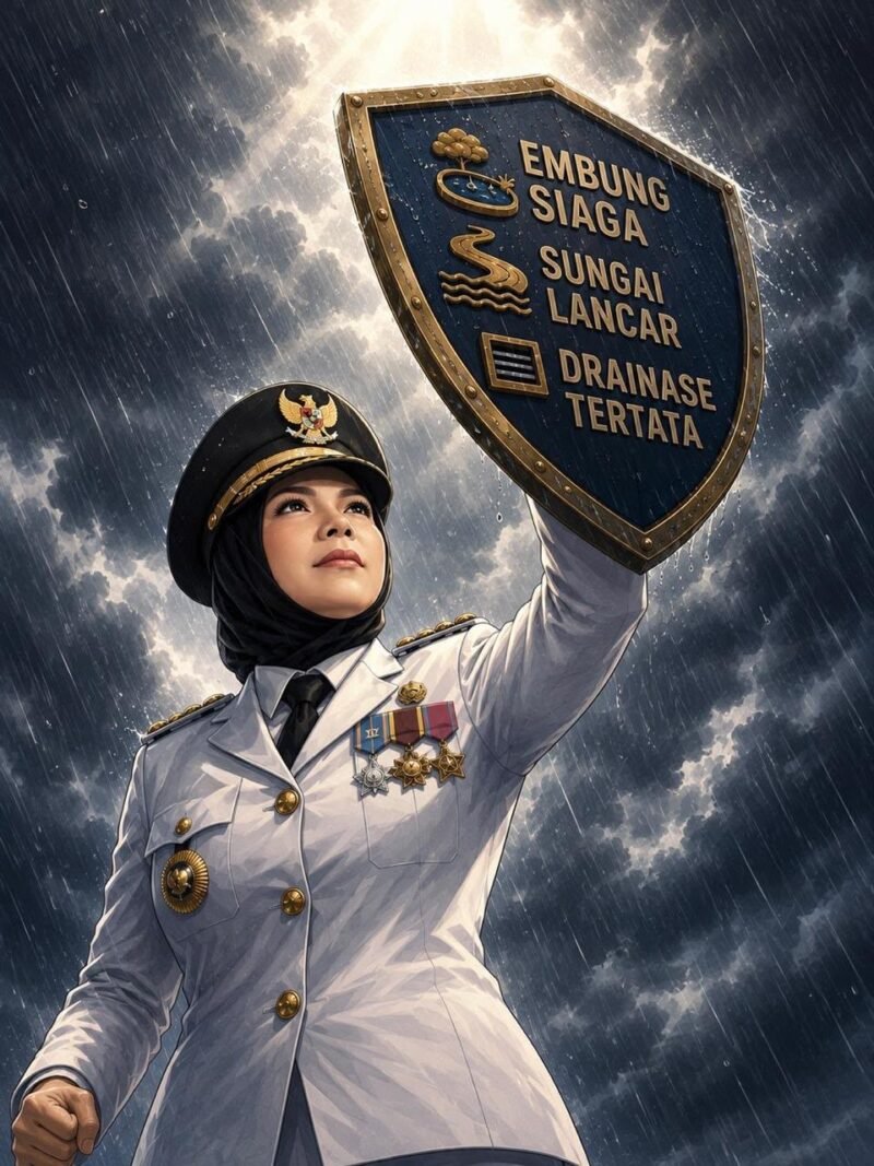 Ilustrasi langkah penanganan ancaman banjir di Kota Bandar Lampung. (Ilustrasi: Notis)