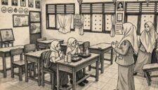 Ilustrasi sekolah minim siswa pada tahun ajaran baru. (Ilustrasi: Notis)