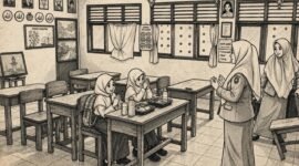 Ilustrasi sekolah minim siswa pada tahun ajaran baru. (Ilustrasi: Notis)