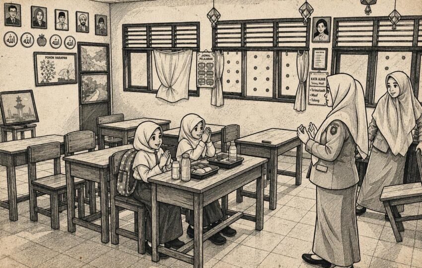 Ilustrasi sekolah minim siswa pada tahun ajaran baru. (Ilustrasi: Notis)